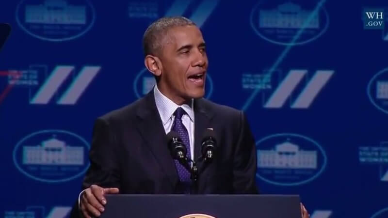 USA's præsident, Barack Obama, ved konferencen White House's United State of Women Summit, hvor han bekendtgjorde, at han er feminist. Billede: Screenshot/MSNBC.