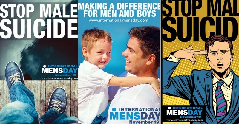 Den 19. november er International Men's Day. Årets tema er mænds selvmord. Billede: Plakater fra internationalmensday.com.